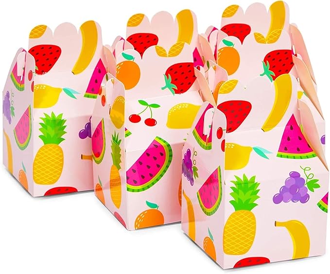 Sparkle and Bash Tutti Frutti Treat Boxes - 3.5 x 2.75 In, 36 Count, Assorted Colors - Fruit Party Favor Boxes for Tutti Frutti Birthday Favors