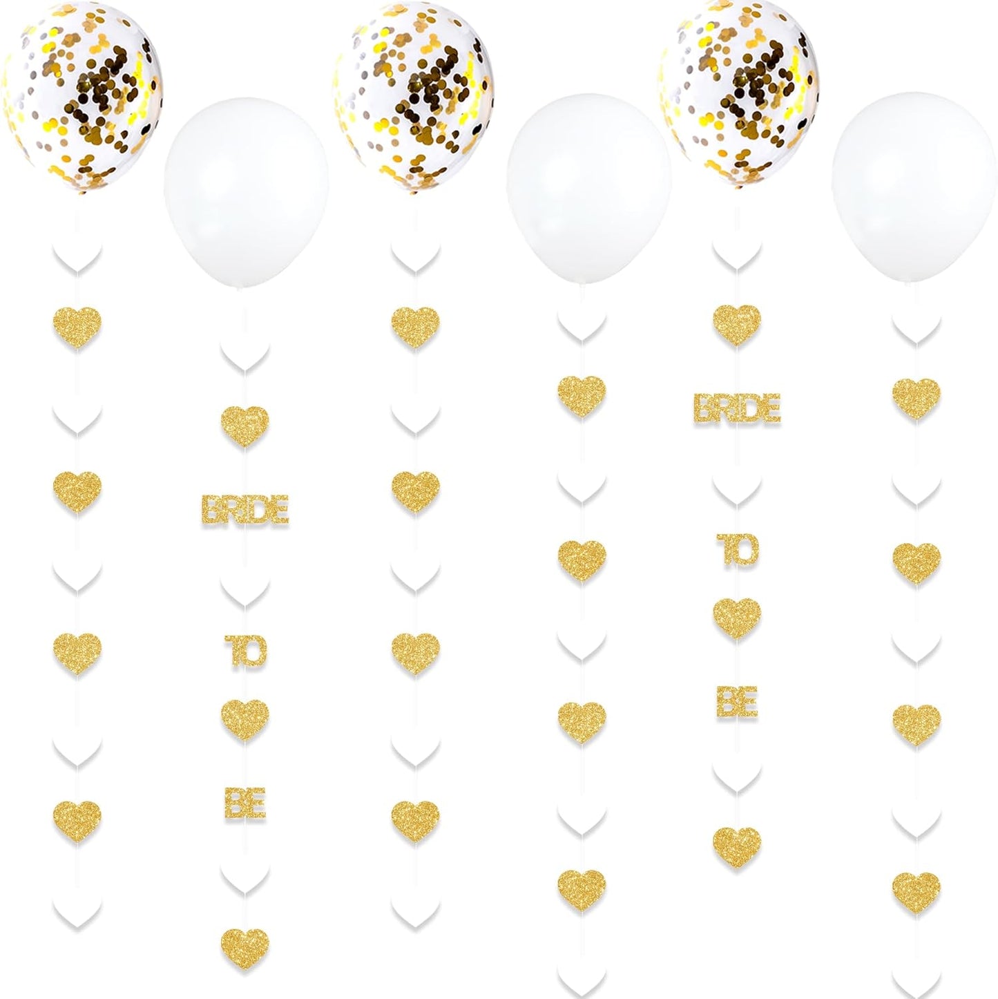 Gold Bride to Be Decorations Gold/White Heart Bride to Be Garland with Balloons for Bridal Shower Engaement Bachelorette Party
