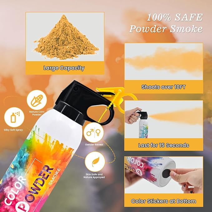 Gender Reveal Fire Extinguisher 2 Pack Orange Fog Atmosphere Smog for Baby Reveal Photoshoot Video Props Stage Mister Foggers Orange Smoke Gender Reveal Extinguishers for Birthday Wedding Party
