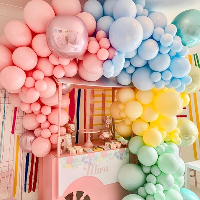 110pcs Pastel Balloons 12inch Macaron Latex Party Balloons for Graduation, Easter, Wedding, Birthday, Bridal Shower, Rainbow Party, Baby Shower, Anniversary Party Decorations