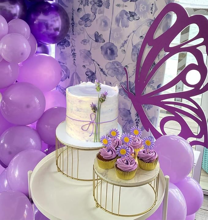 Purple Balloons Metallic Purple Balloon, 50 Pcs 12inch Lavender Lilac Purple Confetti Latex Balloons for Birthday Bridal Shower Wedding Party Decorations