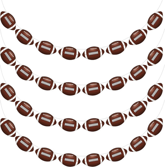 4PC - Football Party Decorations - Football Banner - Football Hanging Decorations Decor for Themed Birthday Party Bowl Game Fans Home Garland Supplies Flag