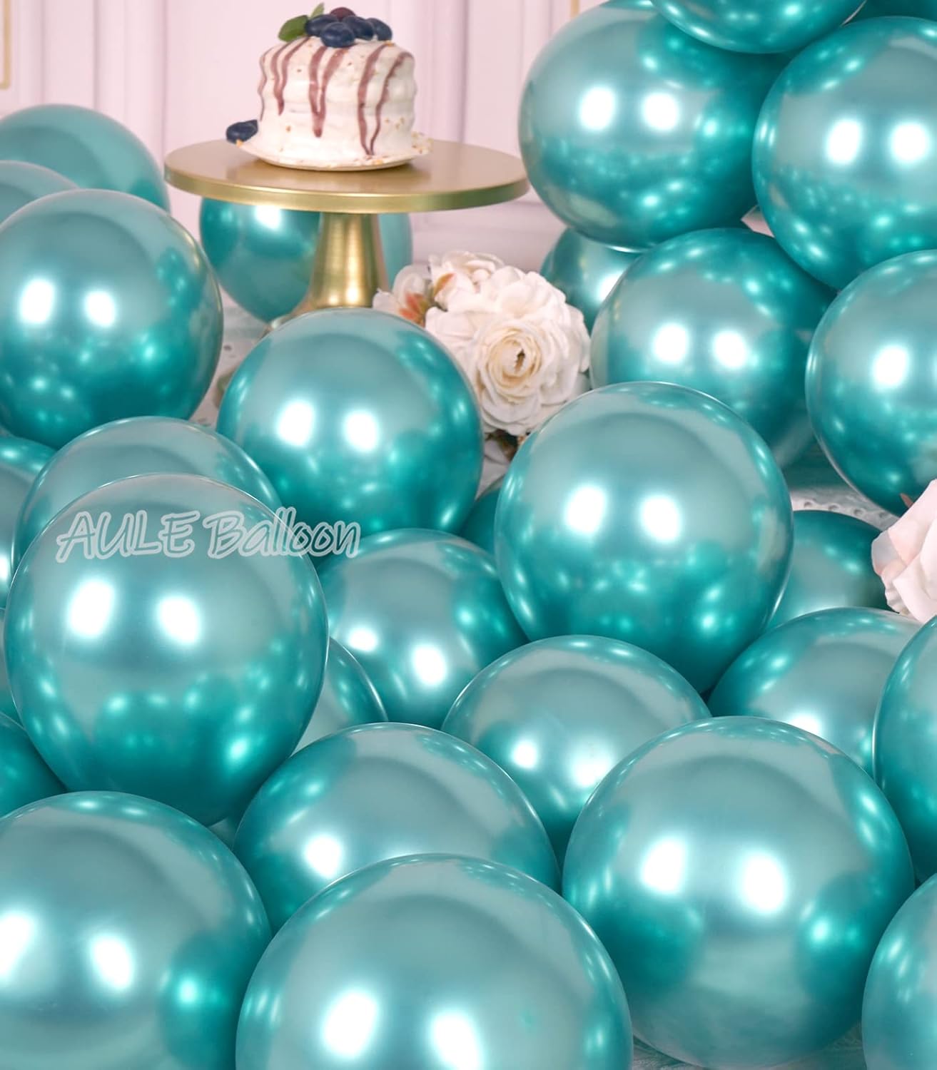 AULE Metallic Green Balloons 5 inch 50 Pcs Teal Green Latex Balloons Chrome Helium Shiny Thicken Balloon Perfect Party Decoration for Wedding Birthday Baby Shower Graduation Christmas Carnival