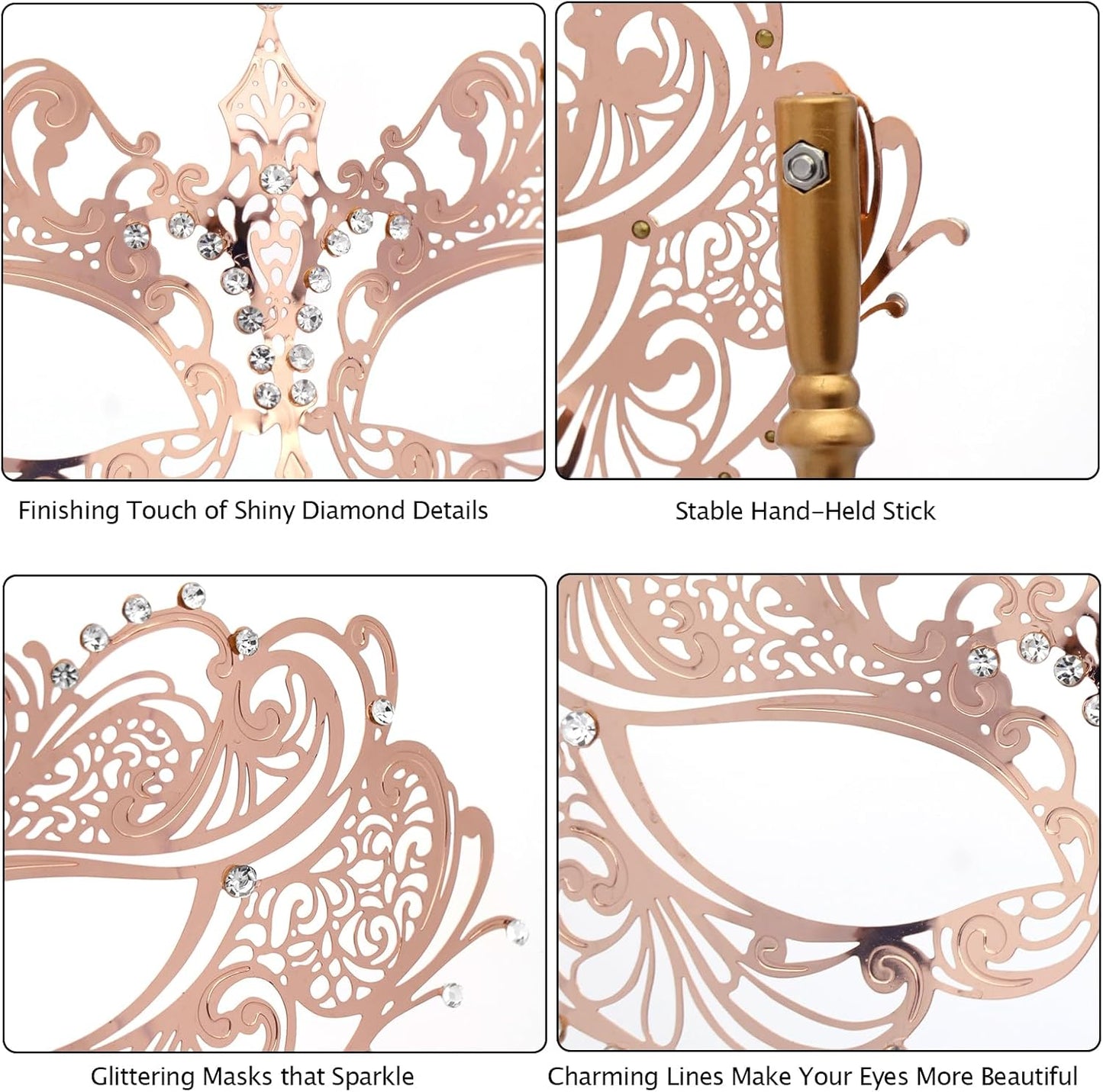 Coddsmz Masquerade Mask with Stick Venetian Mask Mardi Gras Decorations for Womens Halloween Costume Mask