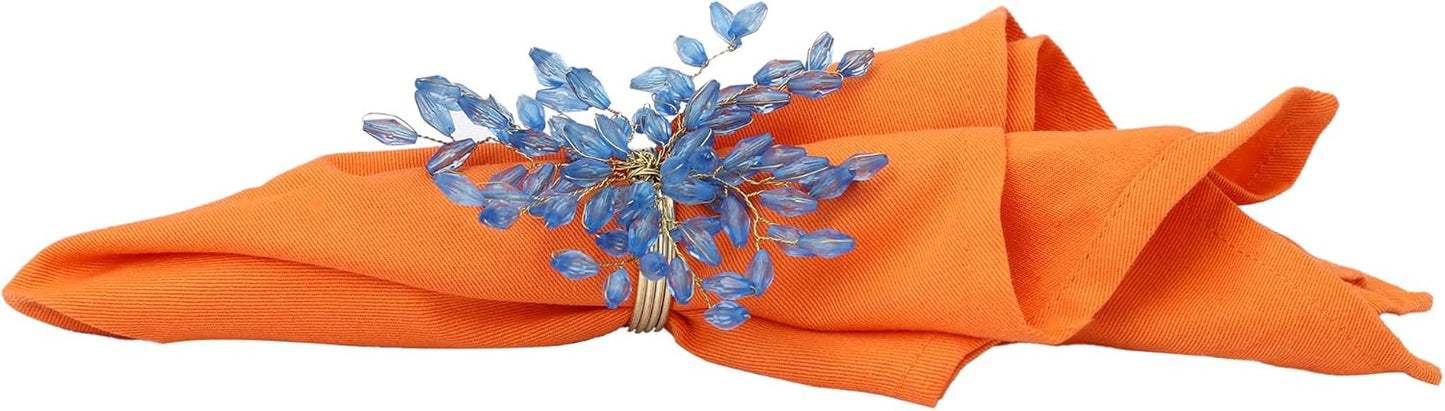Napkin Rings Set of 12 for Dining Table Decoration Parties Everyday Metal Napkin Holder Leaf Turquoise (Pack of 12)