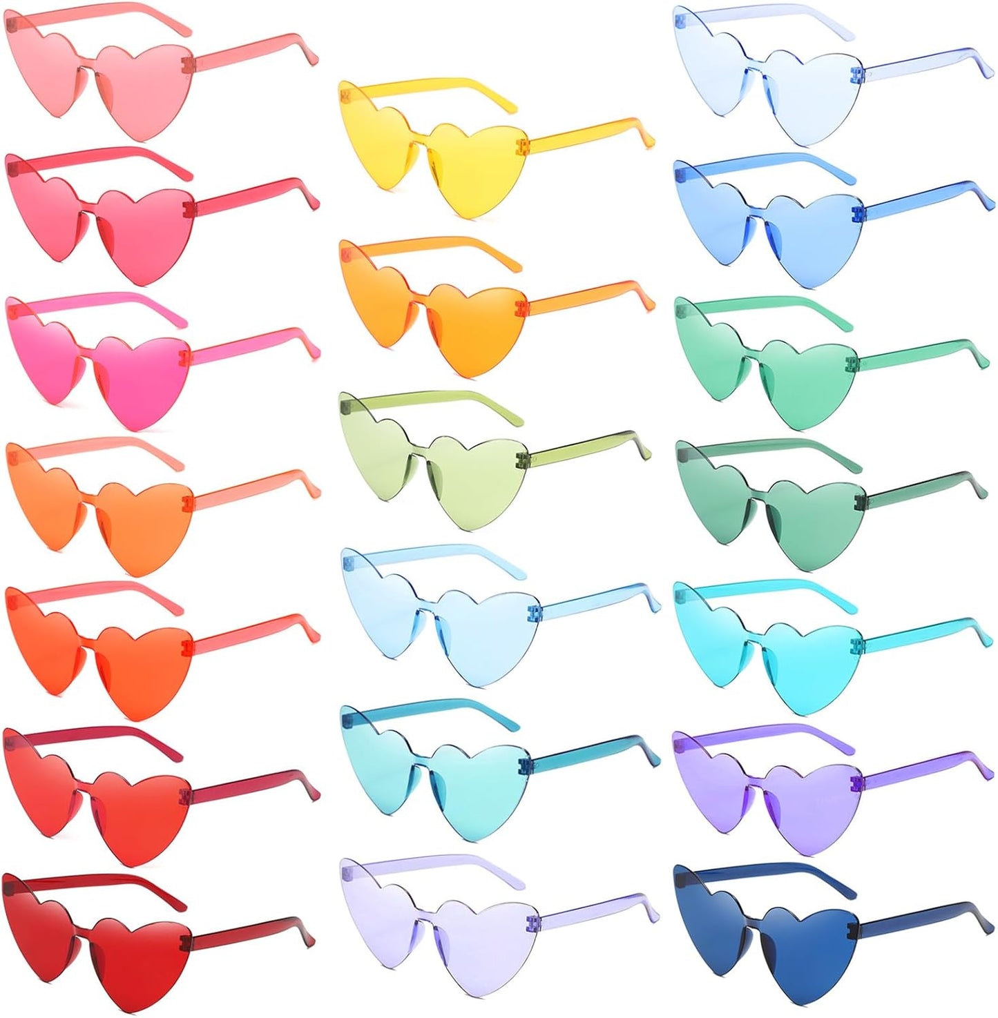 10/20 Pack Star/Heart Shape/Round/Butterfly/Cat Eye/Rectangle/Fire Rimless Tinted Party Sunglasses Color Glasses