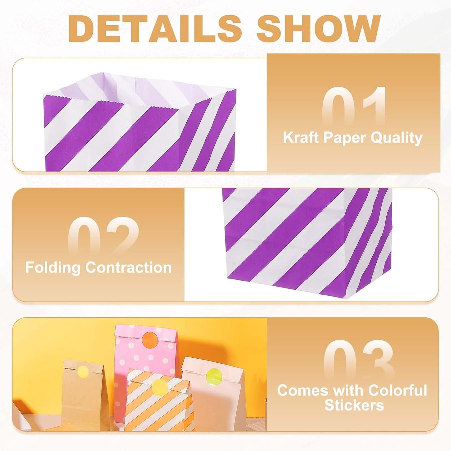 PATIKIL Party Favor Bag, 24 Pcs 3.5x2.4x7.1 Inch Mini Paper Candy Bags Gift Treat Celebration Halloween Goody Birthday Wedding Party with Stickers, Purple Twill