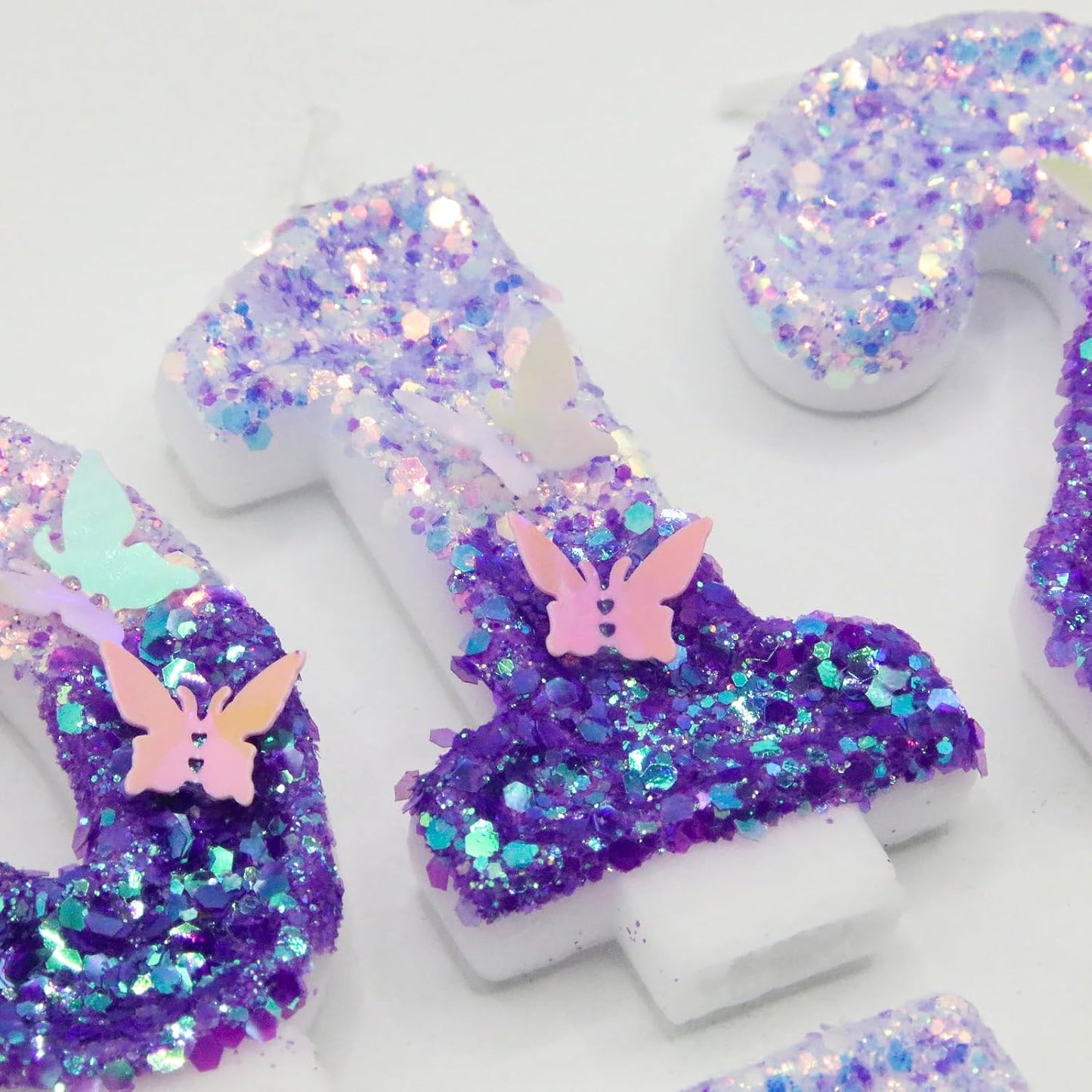 1Th Birthday Candle for Cake，Butterfly Cake Toppers，Butterfly Birthday Decorations，Purple Birthday Candles，for Birthdays,Theme Parties, Celebration, Anniversary
