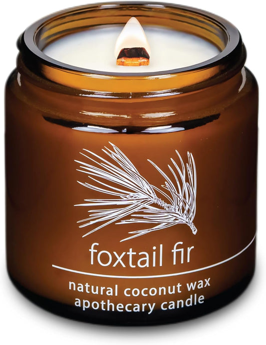 Hemlock Park Crackling Wood Wick Candle Handcrafted with Natural Coconut Wax (Small 4 oz, Foxtail Fir)