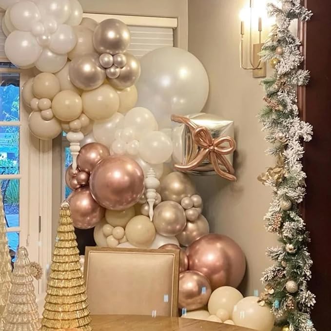 130pcs Metallic Rose Gold Balloons Different Sizes 18" 12" 10" 5" Chrome Rose Gold Balloon Garland Arch Kit for Graduation Birthday Baby Shower Wedding Anniversary Party Decorations