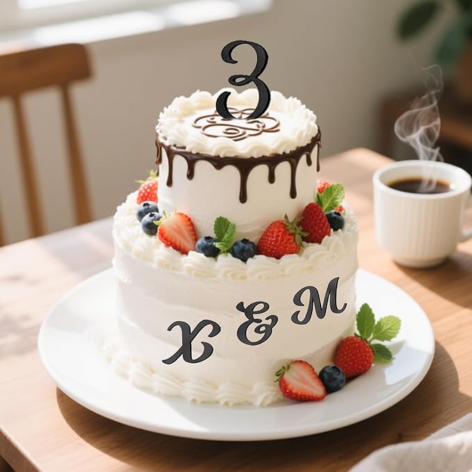 64 Pcs Acrylic Number & Alphabet Cake Toppers - A-Z Letters, 0-9 Numbers, Black - DIY Personalized Name Cupcake Toppers for Weddings, Birthdays, Party Decorations