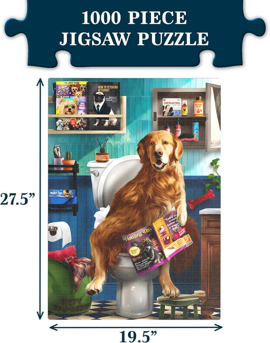 Jigsaw Puzzle 1000 Pieces - The Morning Dump, Fun for Families, Friends, Puzzle Enthusiasts, Game Nights, Includes Sorting Trays, Poster, Gifts for Dog Lovers Ages 15+, Finished Size 27.5” x 19.5"