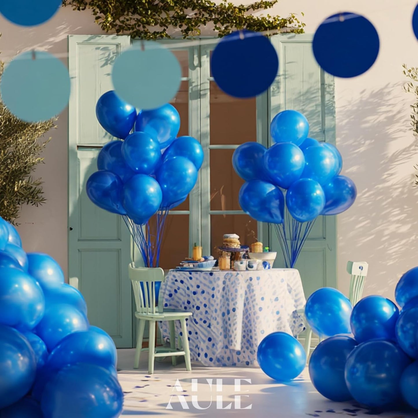 AULE Party Balloons 50 Pcs 12 inch Blue Metallic Chrome Helium Shiny Latex Thicken Balloons Wedding Birthday Baby Shower Graduation Christmas Carnival Party Decorations