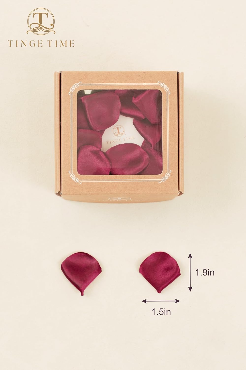 TINGE TIME 300pcs Silk Rose Petals Burgundy Heart Flower Petals for Wedding Flower Girl Basket Aisle Scatter Dinner Table Centerpieces Party Confetti Bridal Shower Romantic Night Decoration