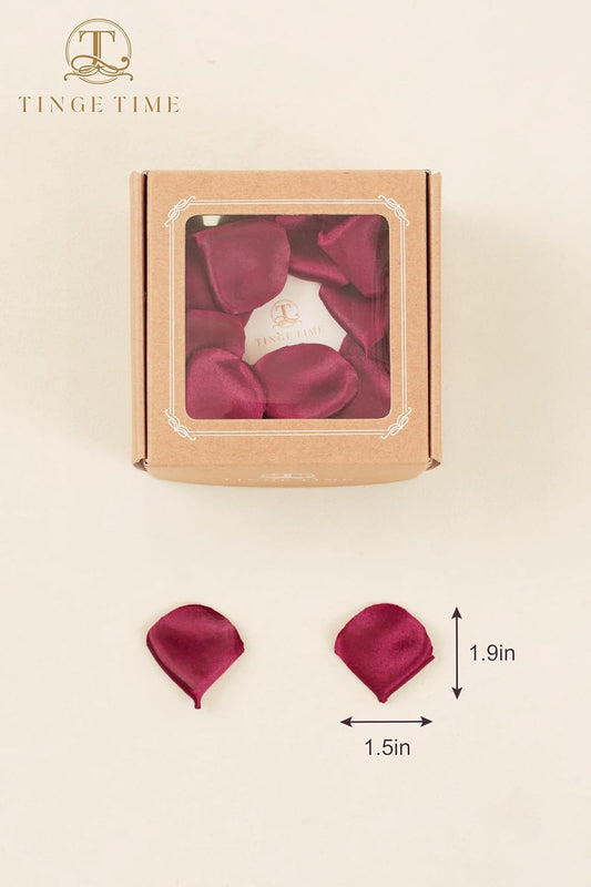 Burgundy Silk Rose Petals 300pcs – Heart-Shaped Flower Petals for Wedding, Bridal Shower & Party Decor