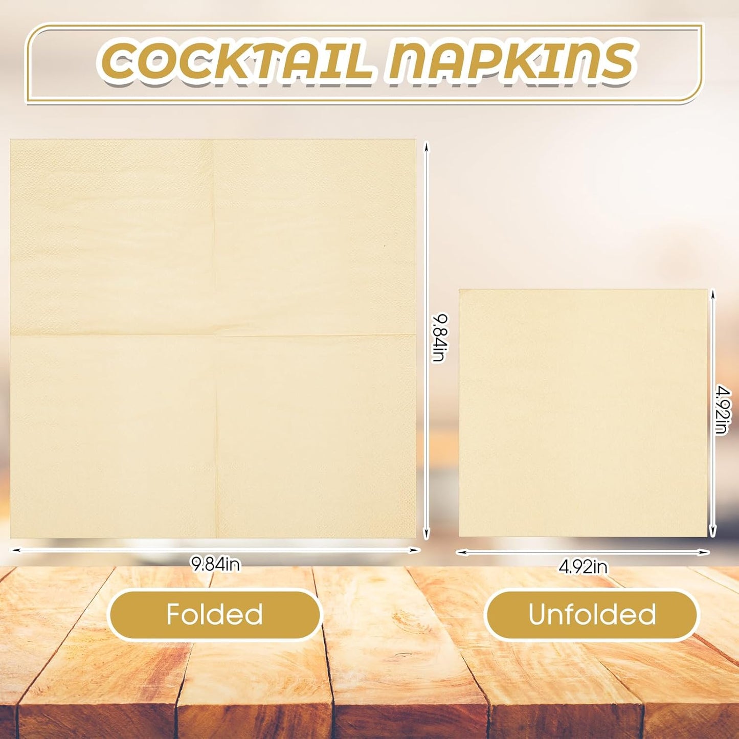 Henoyso 1000 Pack Brown Cocktail Napkins Bulk, 9.8'' x 9.8'' 2 Ply Disposable 100% Bamboo Paper Napkins for Wedding Bar Party Birthday Dinner Beverage Holiday Elegant Restaurant Event