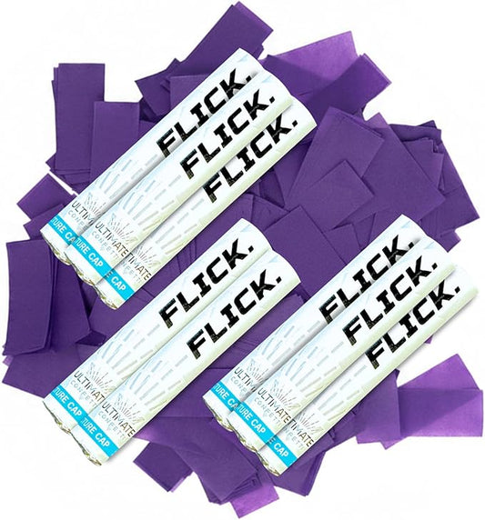 Ultimate Confetti - 8 Pack Purple Confetti Wands - Handheld 6" Biodegradable Tissue Paper Confetti Flick Flutter Sticks For Wedding, Birthday, Parties & Live Events - 1 Handful, 0.5 oz Each Stick