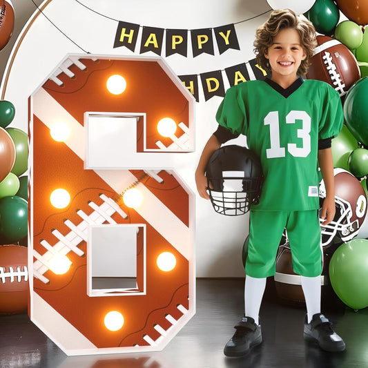 Football 6th-Birthday Decorations Marquee Numbers: Superbowl 3FT Large Light up Number Sign 6 Six Year Down Six Years Old Party Decoration Big Balloon Numbers Decor for Boys and Girls