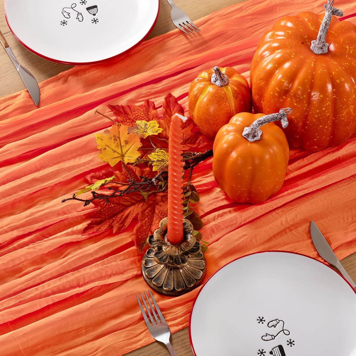 Fall Table Runner Orange Cheesecloth Table Runners 10 Pack 10FT Baby Shower Decoration 120 Inches Table Decor Dining Room Centerpiece Thanksgiving Wedding Boho Baby Shower Birthday
