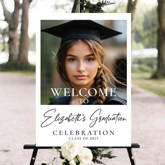 Personalized Graduation Party Welcome Sign With Photo, Graduation Decorations Senior 2025 Yard Sign, Custom Graduation Yard Signs Class of 2025, High School, College Sign For Graduation Party #3