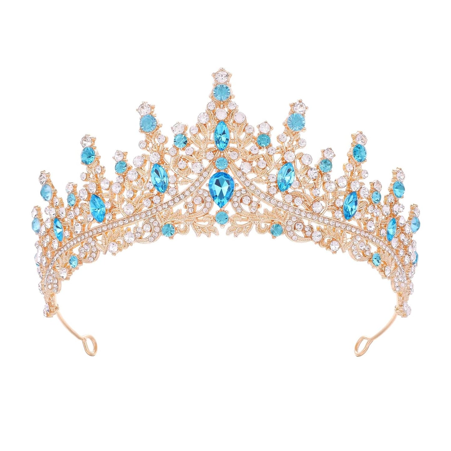 Blue Tiara for Women Crystal Queen Crowns Rhinestone Princess Tiaras for Girl Wedding Headband for Bride Hair Accessories for Halloween Costume Birthday Party Prom Mother's Gifts