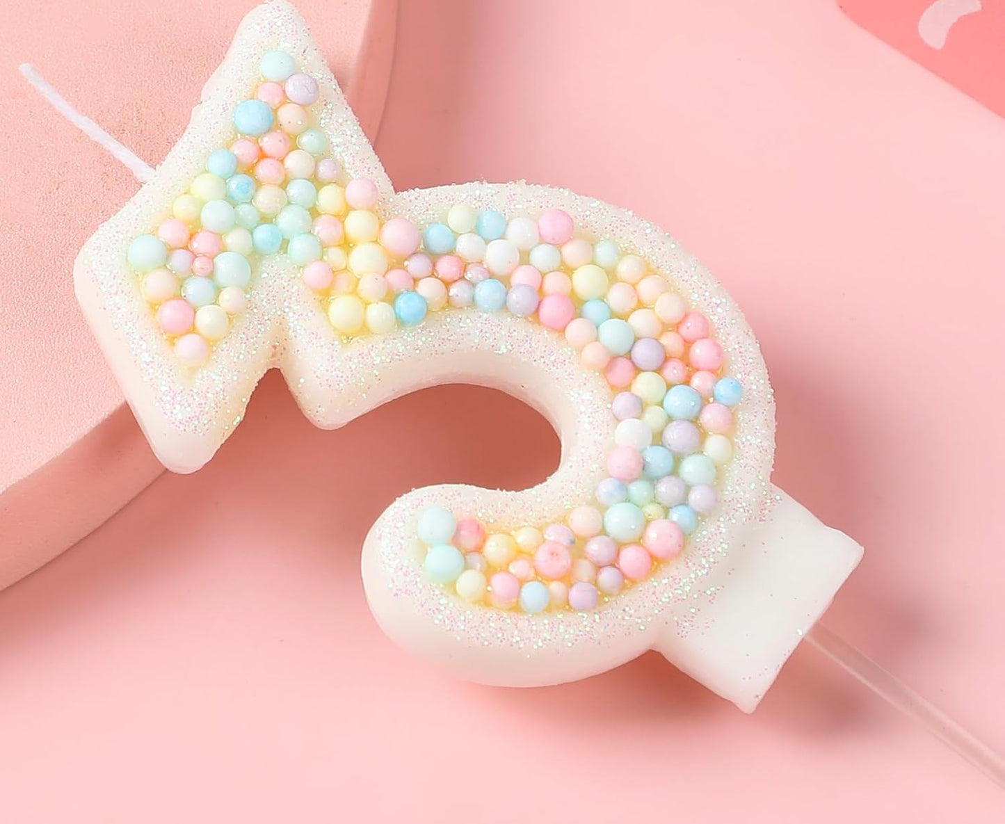 Number 3 Candles for Birthday Cakes, Sweet Theme Pastel 3 Birthday Candle Macaron Glitter 3 Candle Birthday Girl Women 3rd Birthday Wedding Anniversary Party Cake Decoration