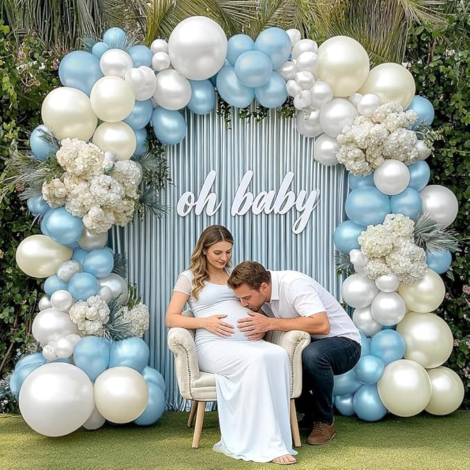 Pearl White Balloon Garland Double Stuffed Sand White Balloons Different Sizes 18/12/5in Pastel Ivory Cream Balloon Arch Kit for Wedding Bridal Baptism Baby Shower Birthday Party Decorations