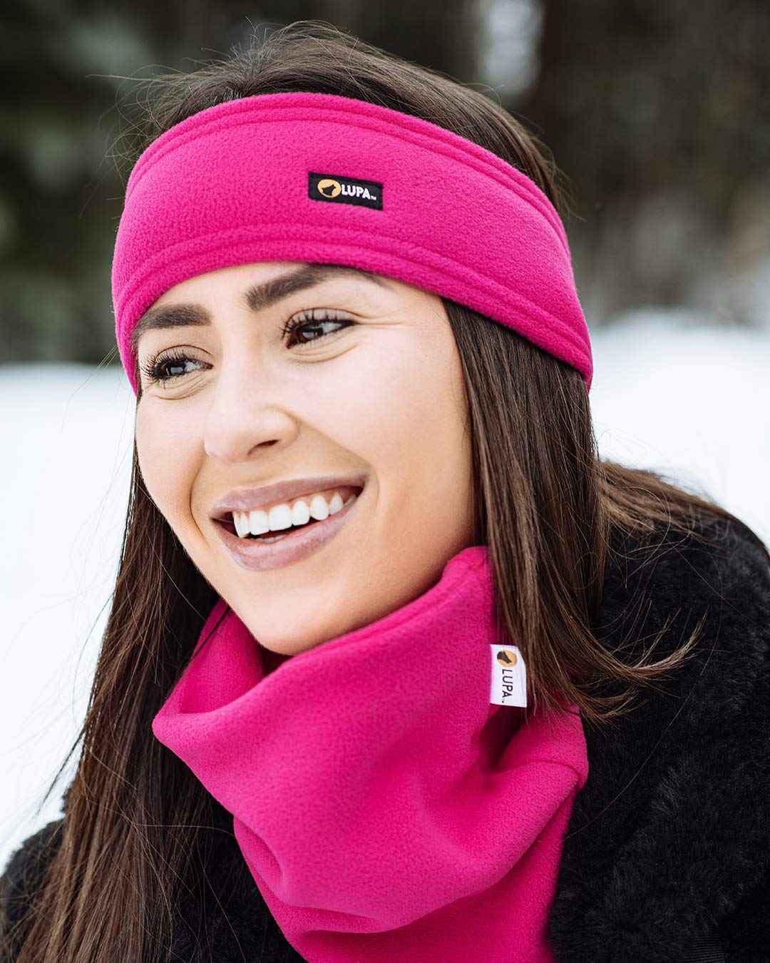 Lupa Handmade Unisex Triple-Layer Micro Fleece Headband/Ear Warmer - Bright Pink