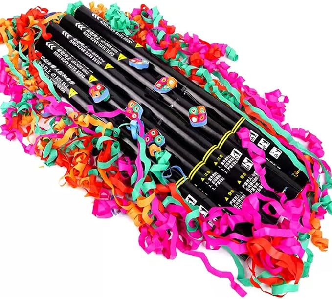 25PCS Confetti Cannon Wedding, Air Powered Party Popper Perfect, Party Streamers 80cm Electric Confetti Cannons - Compatible with Confetti Machine, for Graduation, New Years Ribbon