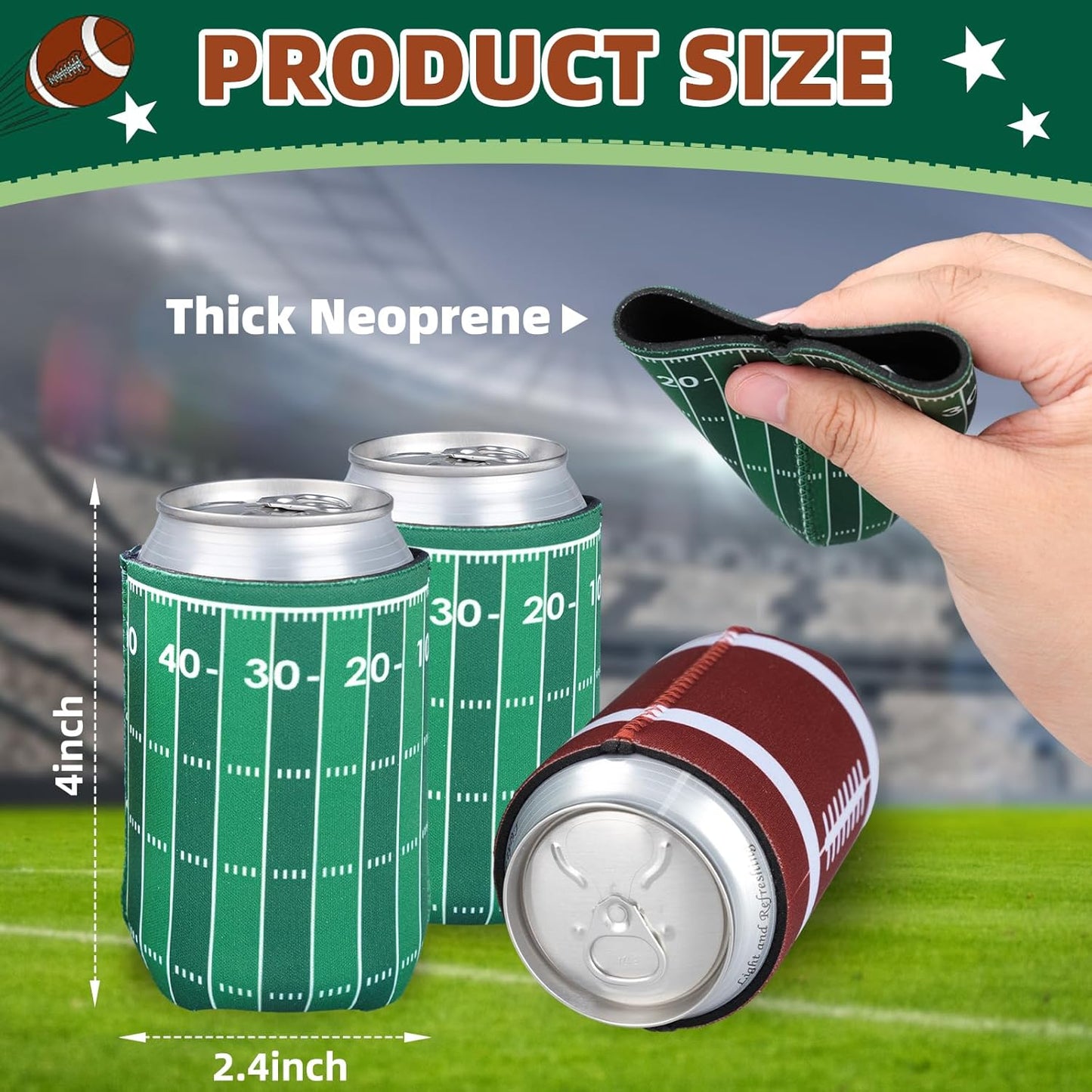Football Party Decorations,12 Pcs Can Sleeves Neoprene Insulator For Super Bowl Game Day Decorations And Gifts