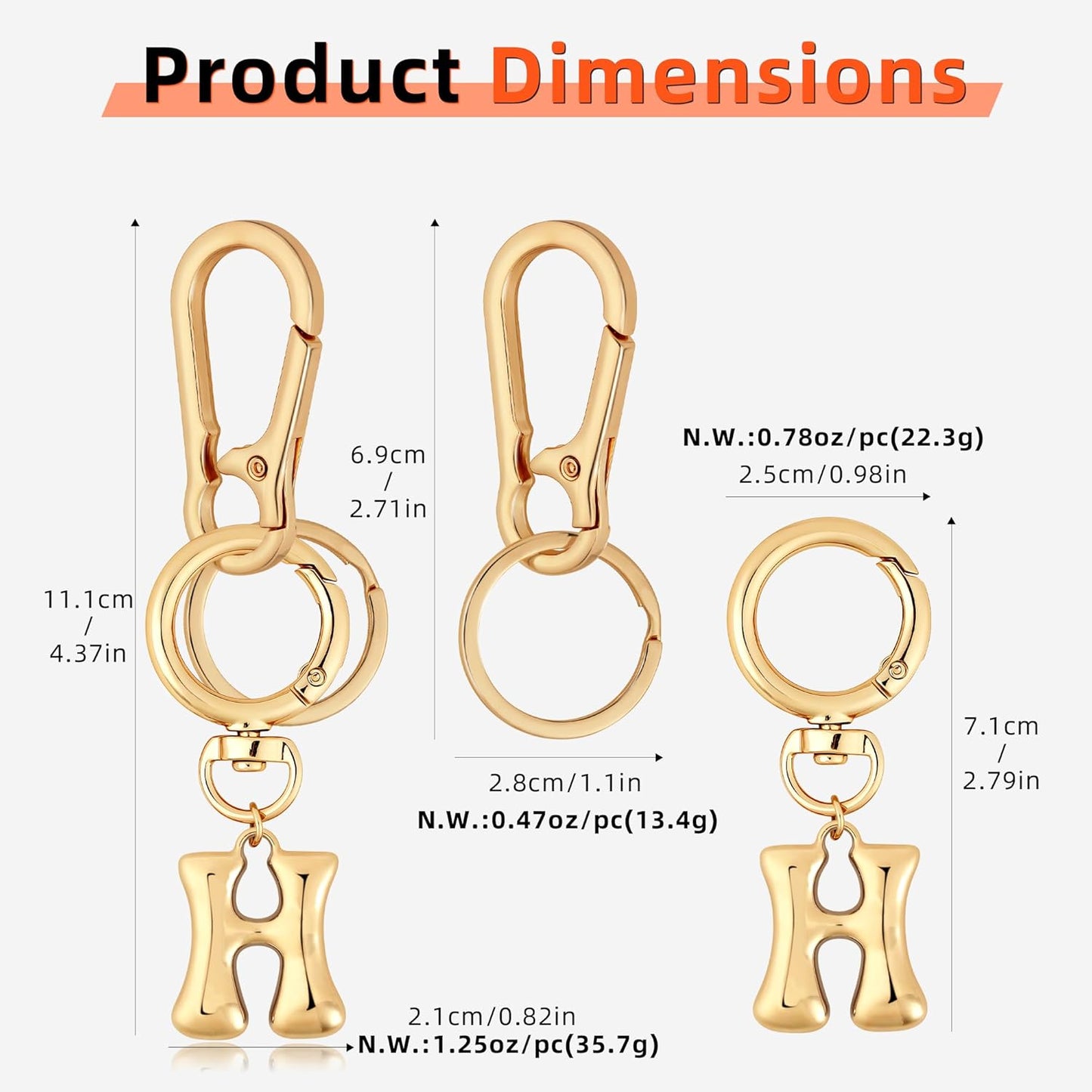 Gold Bubble Heart Initial Bag Charms for Handbags – Cute Initial Letter Keychain for Women, Purse Charms, Gold Gift