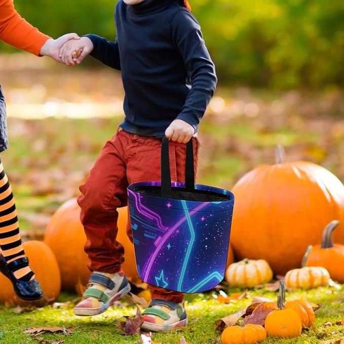 Halloween Candy Bucket - Galaxy Space Trick Or Treat Candy Bag, Gift Bag for Party Favor Supplies