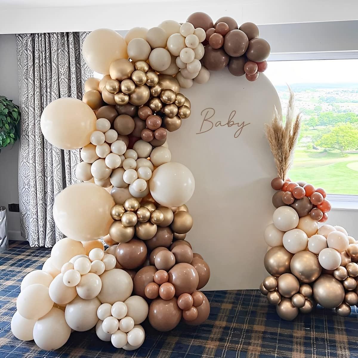 Brown Beige Gold Balloons Blush Neutral Tan Sand White Champagne Latex Balloon 50pcs 12inch Retro Apricot Cococa Coffee Helium Balloons for Bear Boho Birthday Baby Shower Party Decorations