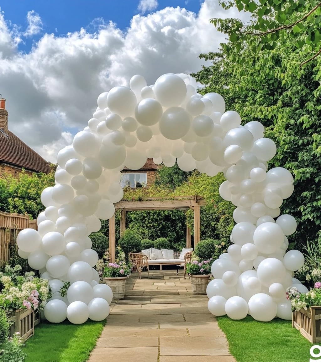 White Balloons 125 pcs Different Sizes Pack of 18 12 10 5 Inch Latex White Balloon Arch Kit Garland for Birthday Party Baby Shower Bridal Shower Graduation Wedding Decorations
