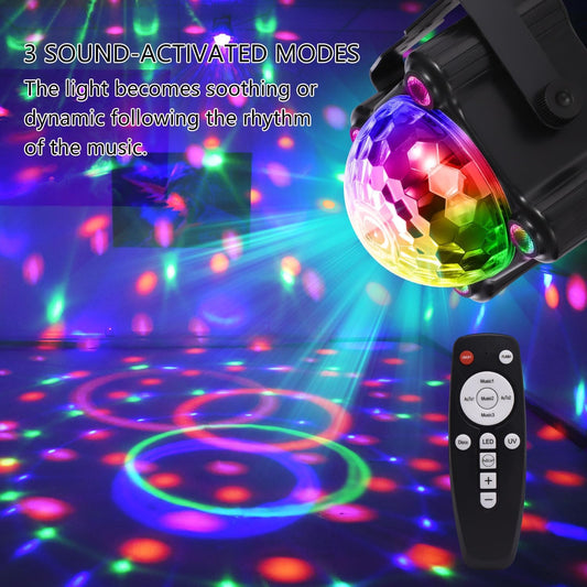 Party Lights Disco Ball Light,Dj Disco Light Sound Activated LED Light 6 Colors for Home Room Dance Parties Birthday Karaoke Halloween Christmas Wedding Show Club Decorations