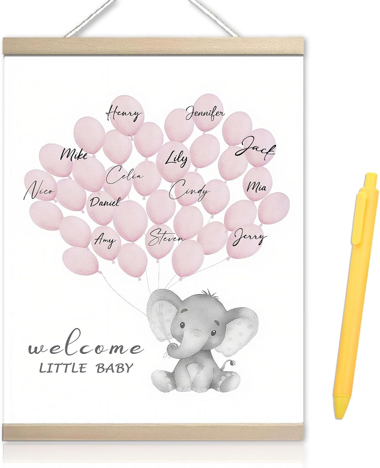 Baby Shower Guest Book Alternatives for Girl, Elephant Baby Shower Decorations, Baby Book Keepsake Party Favors, Wall Sign Centerpieces