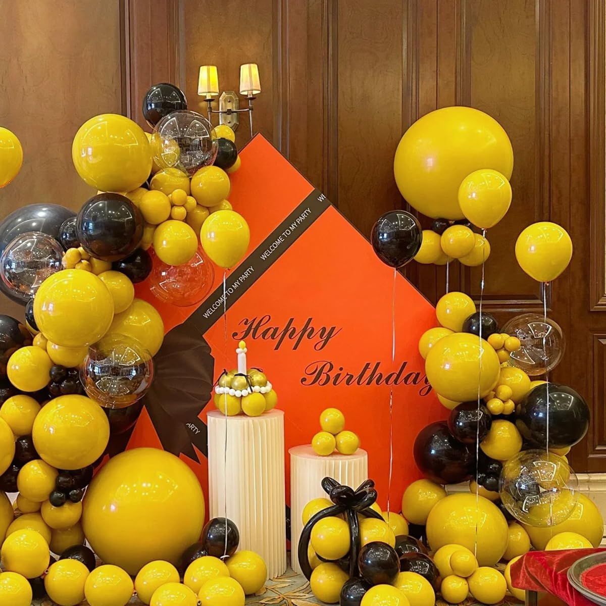 Black and Yellow Balloon Arch Kit, 151Pcs Yellow Black Bobo Balloons Garland 18 12 10 5 inch for Baby Shower Birthday Bee Bumblebee Themed Party Decoration