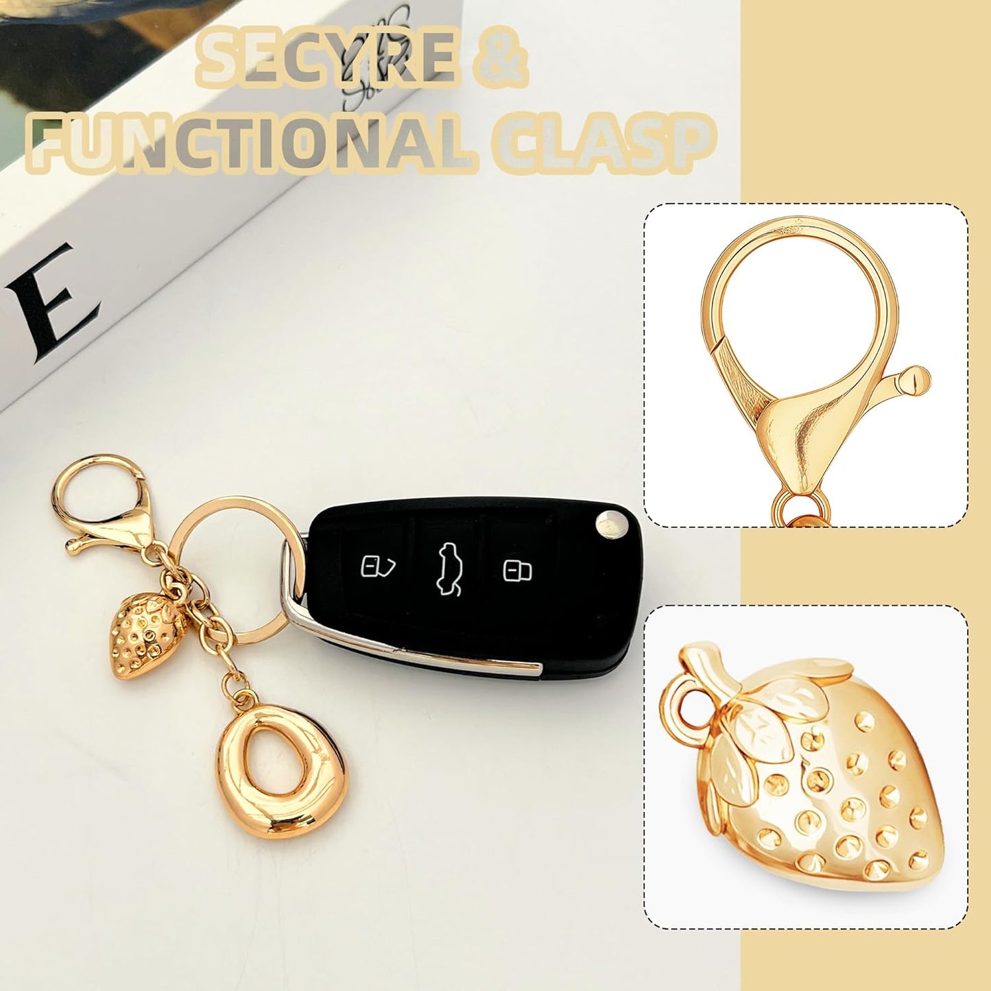 Gold Bubble Heart Initial Bag Charms for Handbags – Cute Initial Letter Keychain for Women, Purse Charms, Gold Gift