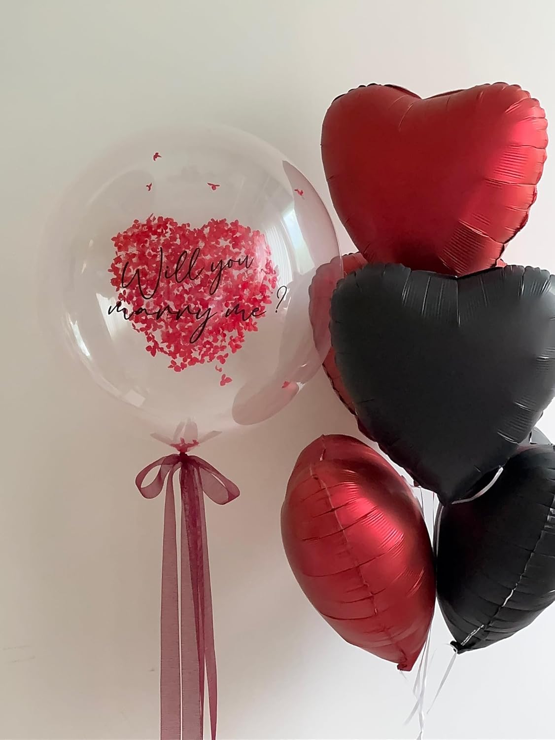 Black Red Heart Balloons,12Pcs 18Inch Black Metallic Red Heart Shaped Foil Balloons for Birthday Valentine's Day Anniversary Wedding Engagement Party Decorations