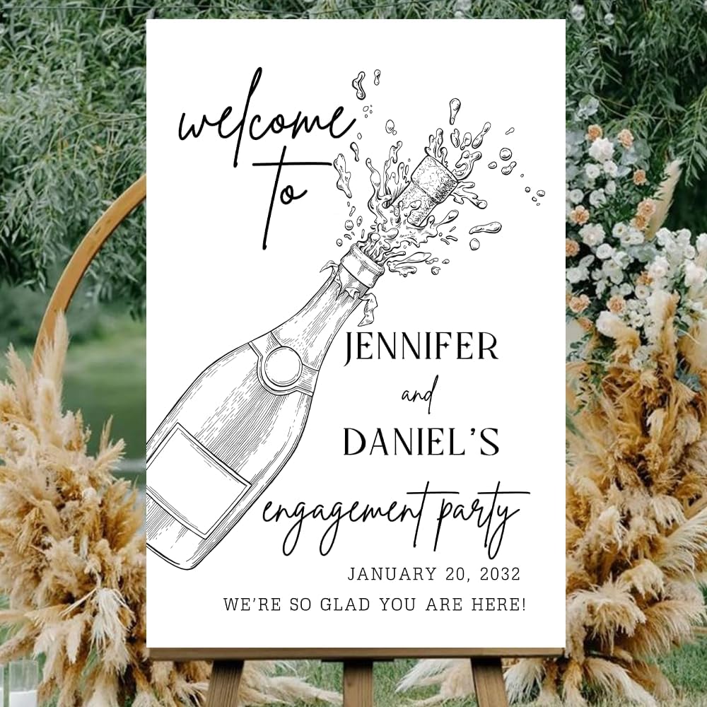 Personalized Engagement Welcome Sign – Minimalist Engagement Party Yard Sign – We’re Engaged Signs – Engagement Party Decorations for Couple - She Said Yes! (Version 17)