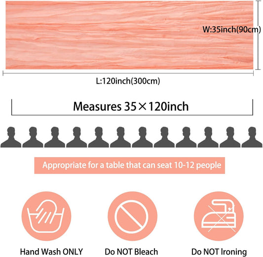 12 Pack 10Ft Cheesecloth Boho Gauze Table Runner - 35x120 Inch Rustic Cheese Cloth Long Table Runner for Wedding, Bridal Shower, Birthday Party Decor (Peach Coral)