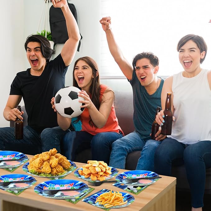 OBUSATT 96Pcs Sport Theme Party Supplies Basketball Paper Plates Napkins All-Star Party Decorations Dinnerware Favor Basketball Forks Football Baseball Soccer Decor Birthday Tableware Serves 24