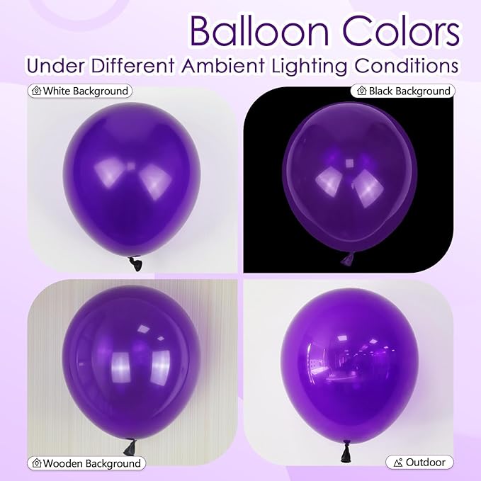Dark Purple Balloons 12 inch, Purple Latex Balloons 50pcs Party Balloons for Wedding Baby Shower Graduation Anniversary Halloween Birthday Party Decorations