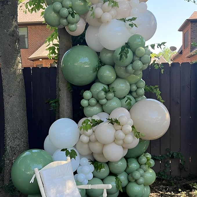 110pcs Sage Green Balloons 12inch Olive Green Latex Party Balloons for Graduation, Wedding, Birthday, Bridal Shower, Baby Shower, Anniversary Party Decorations