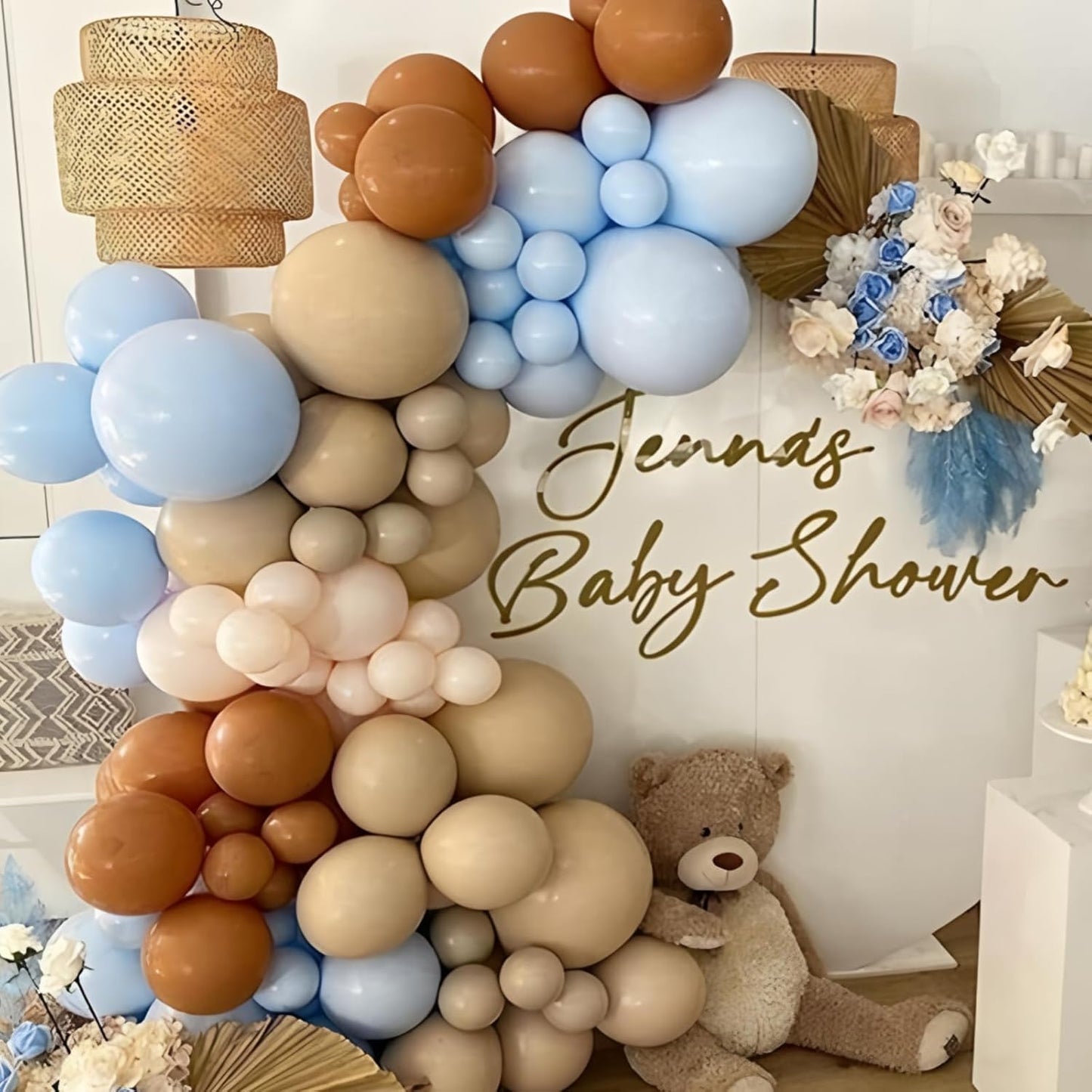 Blue Brown Balloons Dusty Blue Brown Cream Balloons for Bear Birthday Decorations 12INCH Tan Beige Nude Helium Latex Balloon for Arch Baby Shower Boy Kids Party Supplies Wedding Decor