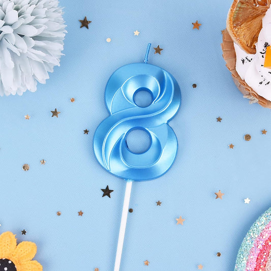 PHD CAKE 2.76 Inch Diamond Blue 8 Number Birthday Candles, Blue Number Candles, Cake Number Candles, Party Celebration