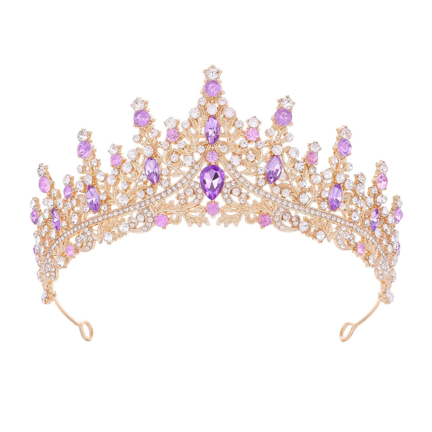 Purple Tiara for Women Crystal Queen Crowns Rhinestone Princess Tiaras for Girl Wedding Headband for Bride Hair Accessories for Halloween Costume Birthday Party Prom Mother's Gifts