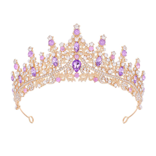Purple Tiara for Women Crystal Queen Crowns Rhinestone Princess Tiaras for Girl Wedding Headband for Bride Hair Accessories for Halloween Costume Birthday Party Prom Mother's Gifts