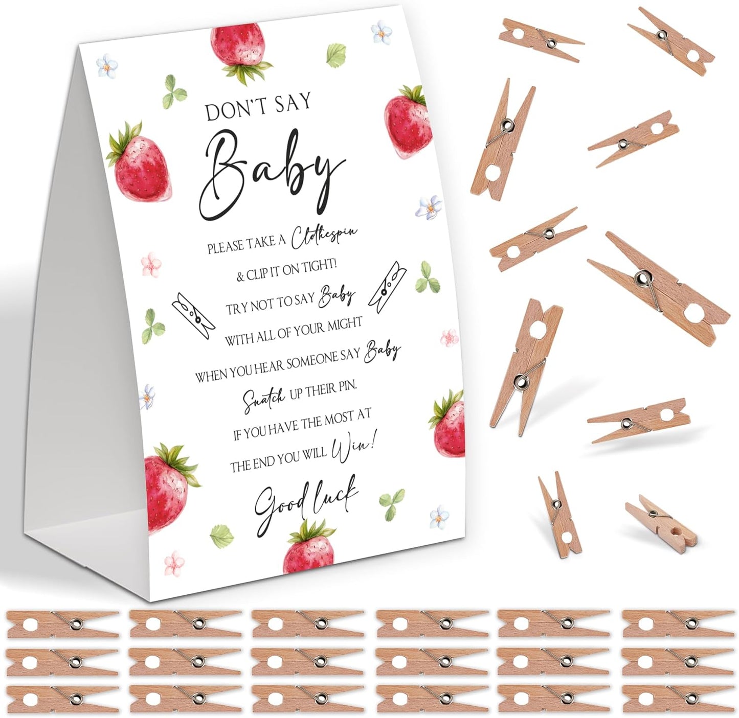 Strawberry Berry Shower Decorations,Don't Say Baby Baby Shower Game,Gender Neutral Baby Shower Decorations,Small Clothespin Game,Baby Shower Ideas,Baby Shower Games 50 Guest,Party Supplies