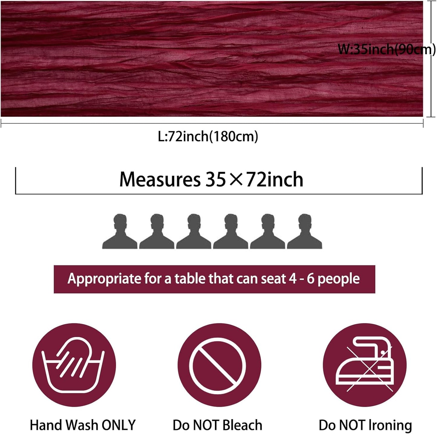 12 Pack Cheesecloth Table Runner 35x72 Inch Boho Gauze Table Runner Rustic Cheese Cloth Long Romantic Table Runners for Wedding Bridal Shower Birthday Party Table Decor (Burgundy)